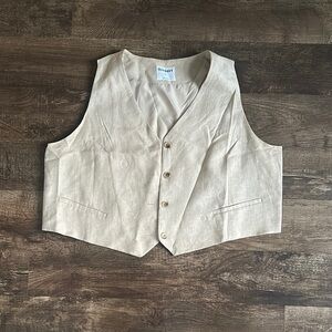 Old Navy Light Beige Button-Up Vest